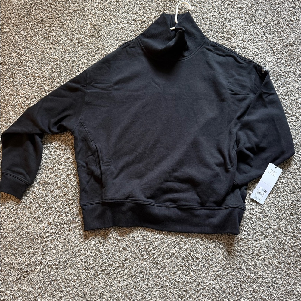 NEW ALO HAZY MOCK NECK PULLOVER BLACK SIZE L - Picture 4 of 4